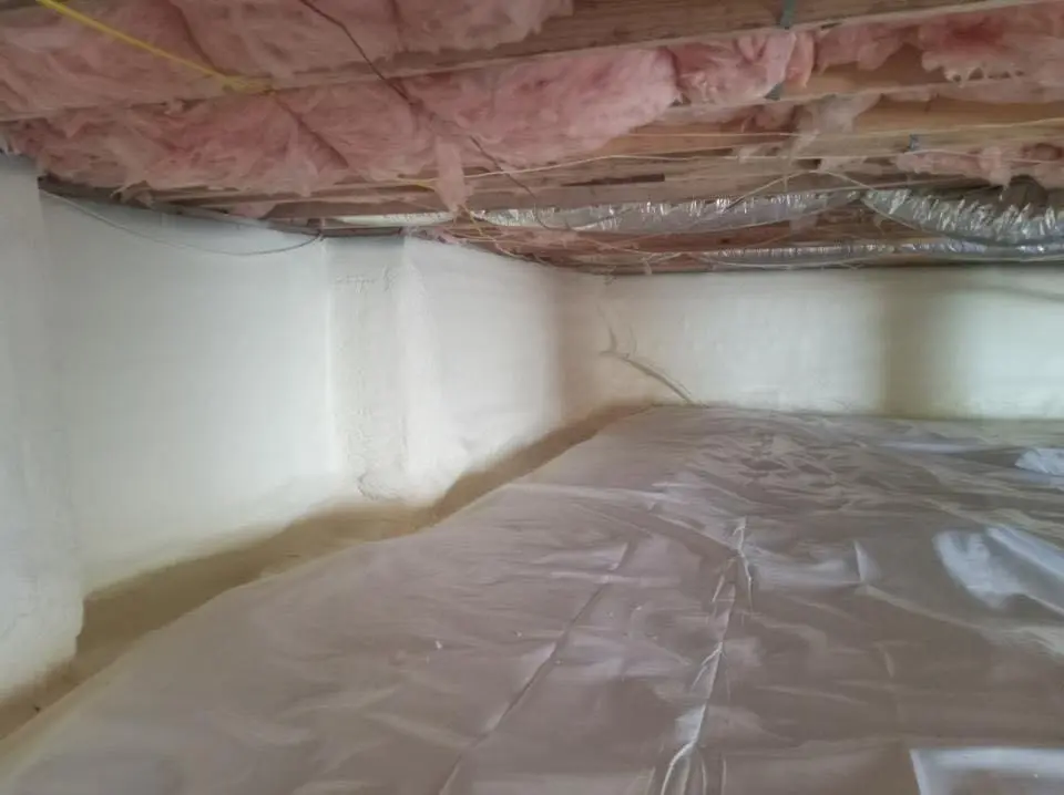Crawl space encapsulation with closed-cell spray foam for Attic Insulation in Kennebunk