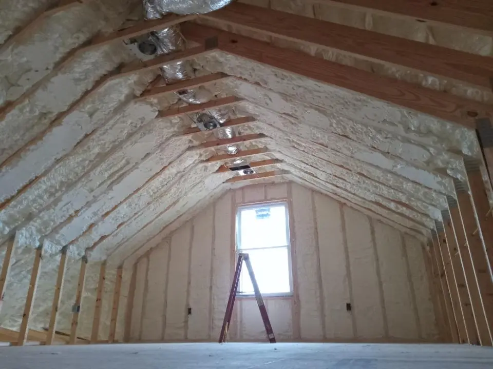 Spray foam roofing application for Crawl Space Insulation project in Kennebunk